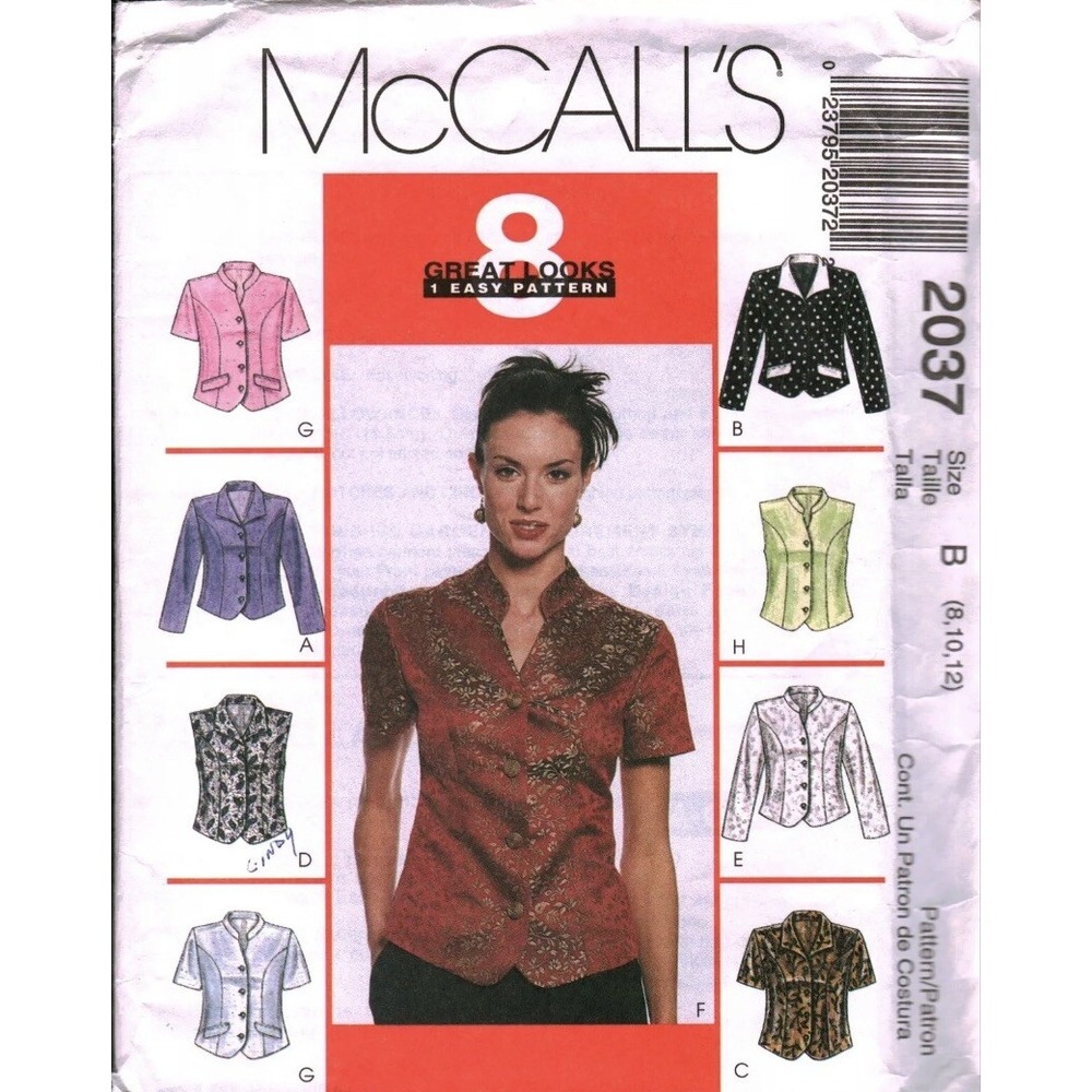 Vintage McCalls 2037 Sewing Pattern Misses Shirt Top Size 8-12 Cut Complete